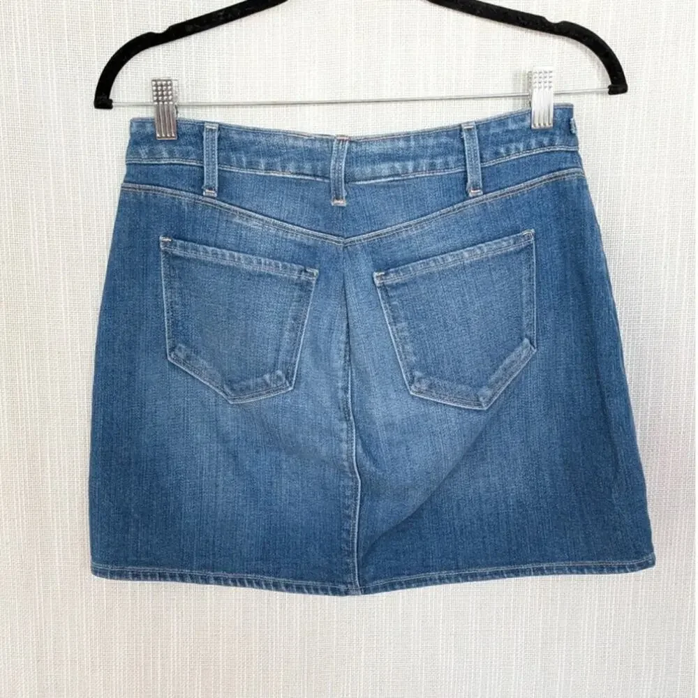 L'Agence Arlene Denim Mini Skirt Womens 28 Blue Gold-Tone Chain
